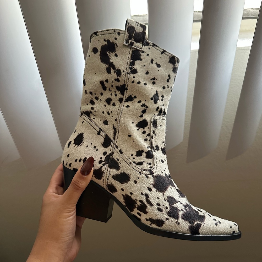 STAUD - JUNE BOOT BLACK WHITE HAIRCALF